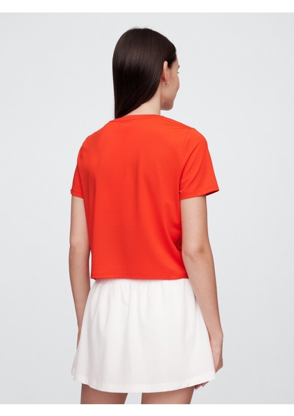 Kadın Kırmızı Gapfit Breathe Jersey Crop T-Shirt indirimleri
