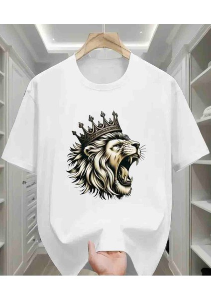 Aslan Kral Baskılı Özel Tasarım Oversize Tshirt
