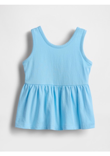 Kız Bebek Mavi Fiyonk Detaylı Peplum Bluz