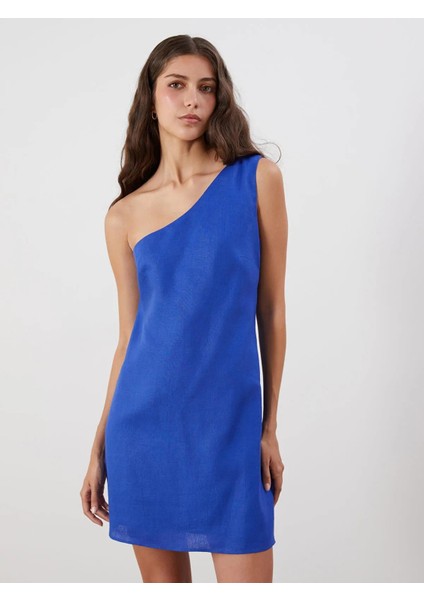 Lcw Vision Tek Omuz %100 Keten Mini Elbise (S5)