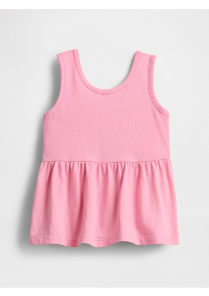 Kız Bebek Pembe Fiyonk Detaylı Peplum Bluz