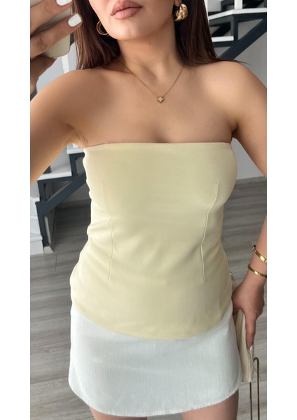 Butter Yellow Straplez Bluz fiyatları