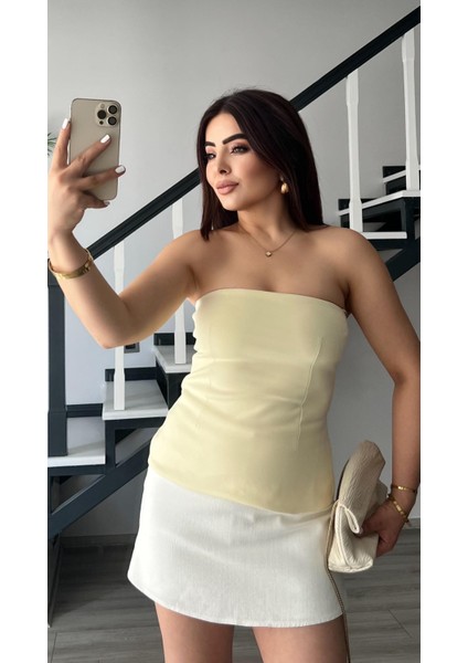Butter Yellow Straplez Bluz fırsatları