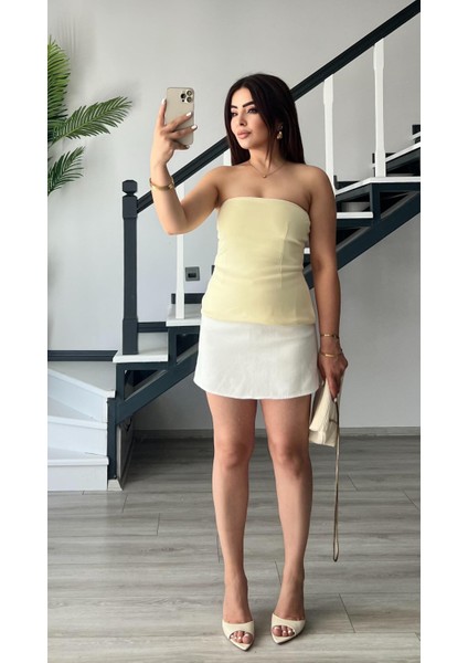 Butter Yellow Straplez Bluz indirimleri
