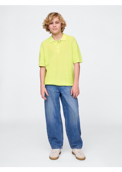 Erkek Çocuk Sarı Relaxed Sweatshirt Polo T-Shirt fırsatları