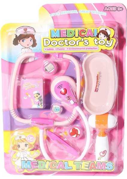 66001C-16 Sesli ve Işıklı Doktor Seti -Pembe