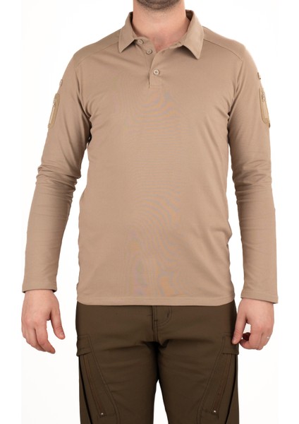 Taktik Uzun Kollu Polo Tişört - Bej | Erkek Outdoor & Güvenlik Kıyafeti fiyatları