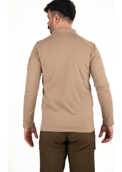 Taktik Uzun Kollu Polo Tişört - Bej | Erkek Outdoor & Güvenlik Kıyafeti indirimleri