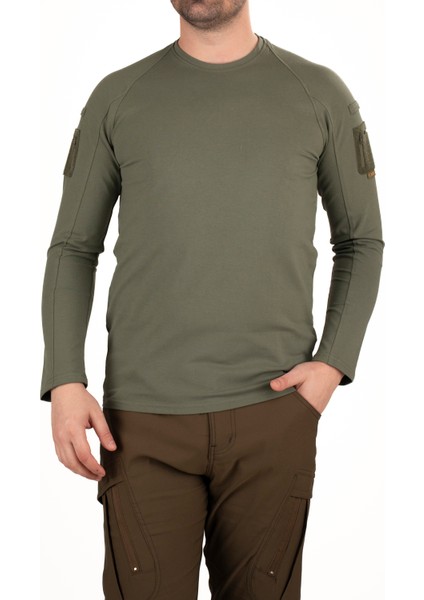 Taktik Uzun Kollu Cepli Tişört - Haki | Erkek Outdoor & Güvenlik Giyim modelleri