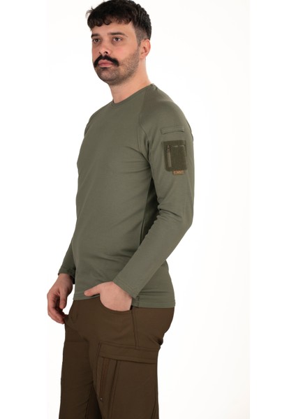 Taktik Uzun Kollu Cepli Tişört - Haki | Erkek Outdoor & Güvenlik Giyim fırsatları