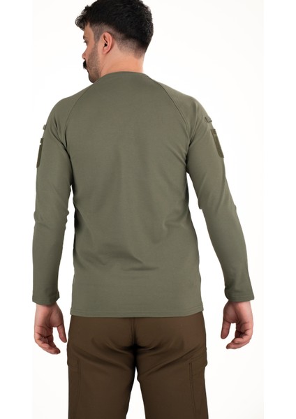 Taktik Uzun Kollu Cepli Tişört - Haki | Erkek Outdoor & Güvenlik Giyim indirimleri