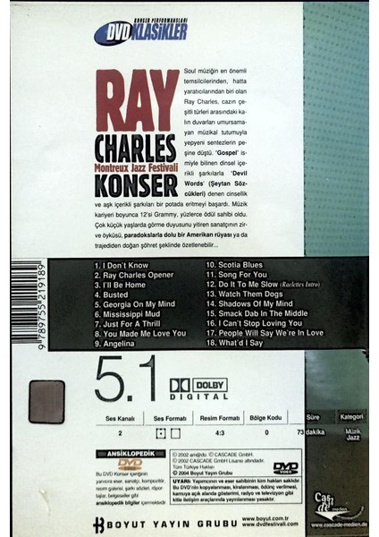 Ray Charles Montreux Jazz Festivali DVD Konser