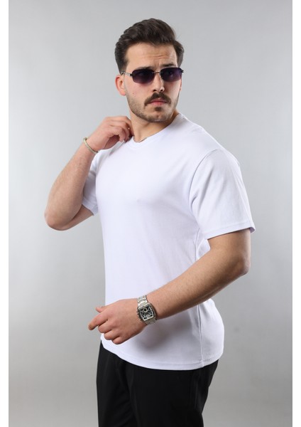 Oversize Geniş Kalıp Bisiklet Yaka Basic Düz Kısa Kollu Tişört modelleri