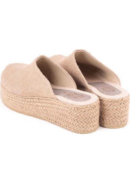 Gerçek Elişi Platformlu Burnu Kapalı Elişi Hasır Keten 5cm Topuk Sabo Terlik Handmade fırsatları