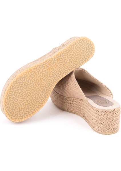 Gerçek Elişi Platformlu Burnu Kapalı Elişi Hasır Keten 5cm Topuk Sabo Terlik Handmade indirimleri