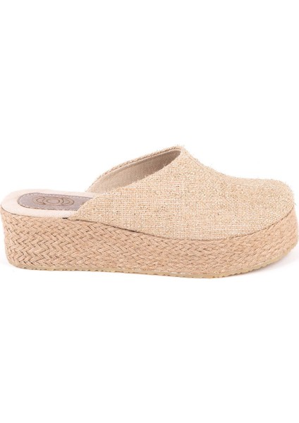 Gerçek Elişi Platformlu Burnu Kapalı Elişi Hasır Keten 5cm Topuk Sabo Terlik Handmade fiyatları