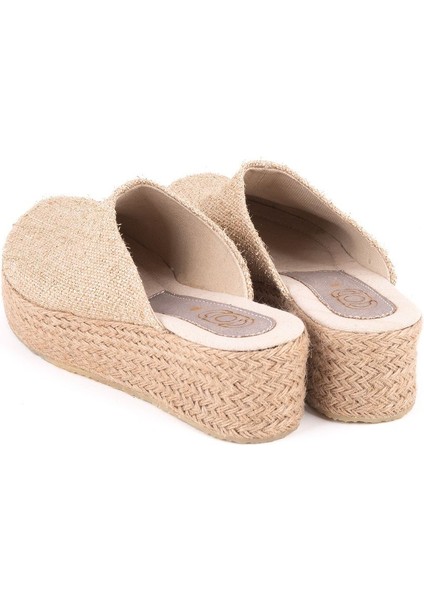 Gerçek Elişi Platformlu Burnu Kapalı Elişi Hasır Keten 5cm Topuk Sabo Terlik Handmade fırsatları