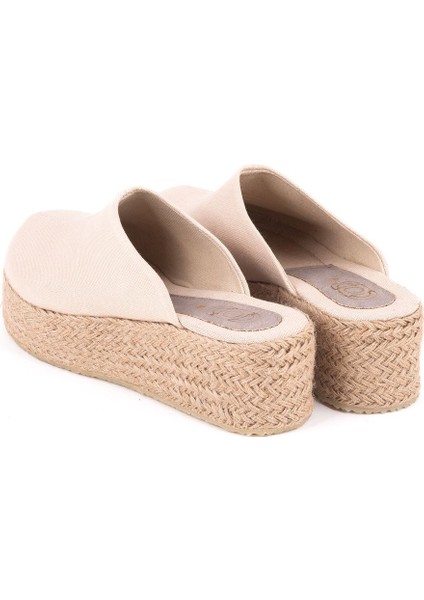 Gerçek Elişi Platformlu Burnu Kapalı Elişi Hasır Keten 5cm Topuk Sabo Terlik Handmade fırsatları