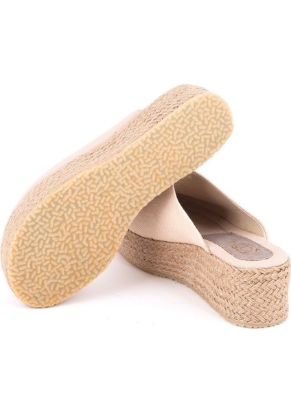 Gerçek Elişi Platformlu Burnu Kapalı Elişi Hasır Keten 5cm Topuk Sabo Terlik Handmade indirimleri