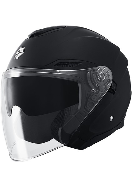Motosiklet Yarım Açık Kask Güneş Vizörlü Motor Kask Mat Black