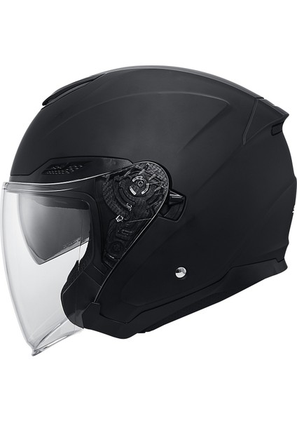 Motosiklet Yarım Açık Kask Güneş Vizörlü Motor Kask Mat Black