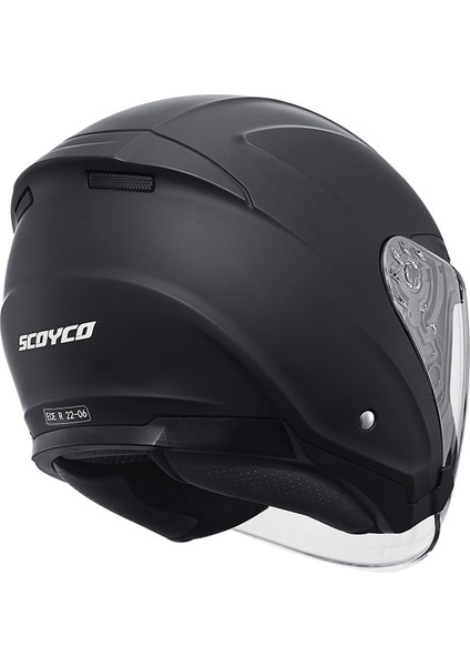 Motosiklet Yarım Açık Kask Güneş Vizörlü Motor Kask Mat Black