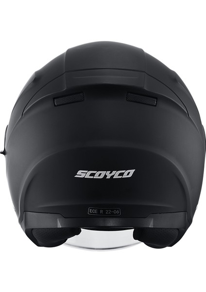 Motosiklet Yarım Açık Kask Güneş Vizörlü Motor Kask Mat Black