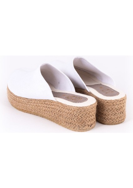 Gerçek Elişi Platformlu Burnu Kapalı Elişi Hasır Keten 5cm Topuk Sabo Terlik Handmade fırsatları