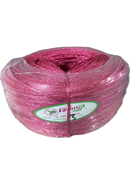 Ip Halat FH03 Pp Naylon Burgulu Örgü Çamaşır Ipi - Pembe - 100 Metre - 10 Adet