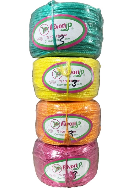 Ip Halat FH03 Pp Naylon Burgulu Örgü Çamaşır Ipi - Pembe - 100 Metre - 10 Adet