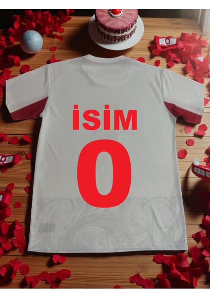 Isme Özel Yazdırmalı Türkiye Beyaz Milli Takım T-Shirt Halı Saha Forması
