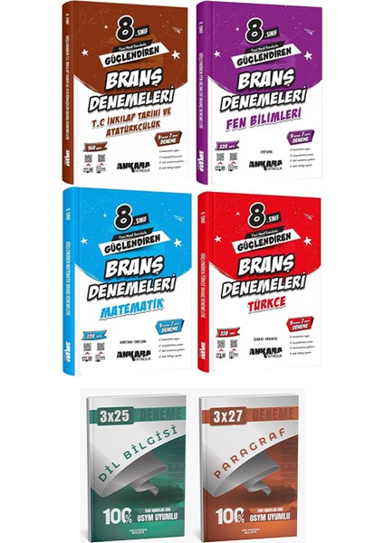 Ankara + Anla Kazan 2026 Lgs Güçlendiren Tüm Derser Deneme + Paragraf Dil Bilgisi Deneme 6 Lı Set