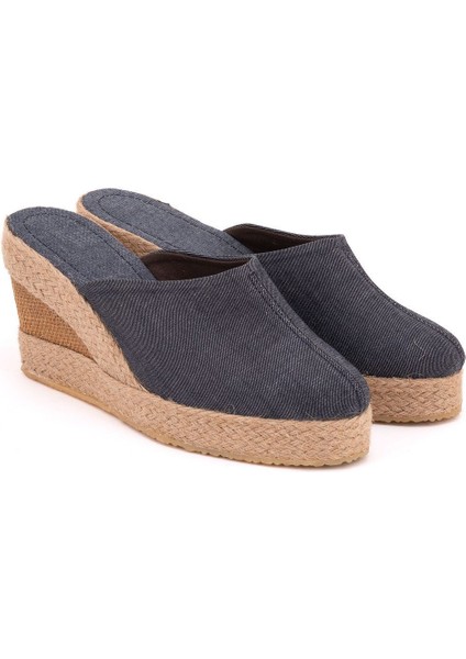 Gerçek Elişi Platformlu Burnu Kapalı Elişi Hasır Keten Sabo Terlik Handmade modelleri