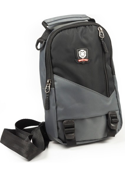 Imperteks Kumaş Günlük Çapraz Göğüs El ve Omuz Çantası Unisex Siyah Body Bag Siyah Gri 911