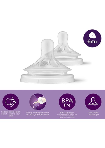 Avent Doğal Tepkili Natural Response 2'li Biberon Emziği No:6 6+ Ay