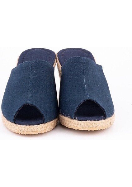 Gerçek Elişi Hasır Lacivert El Işi Kadın Keten Günlük Terlik Handmade fiyatları