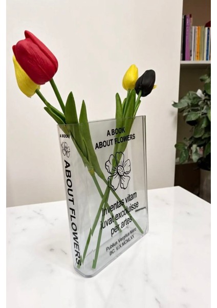 Pinterest Kitap Görünümlü Dekoratif Mika Vazo (Çiçek Dahil Değil)