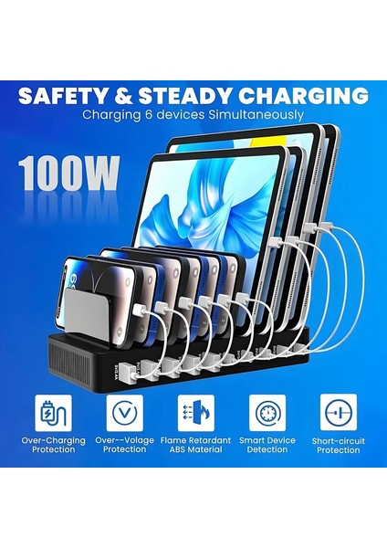 10PORT Şarj Isatasyonu 5 USB C 5 USB A Port Şarj Istasyonu