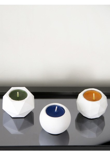 Tealight Beton Mumluk 3 Lü Set, Dekoratif Hediyelik Ham Beyaz fiyatları