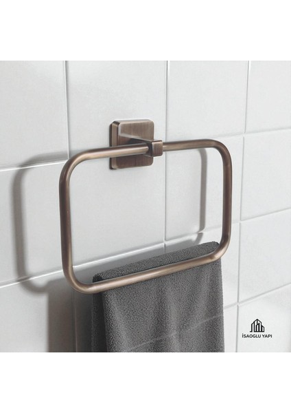 Isaoğlu Yapı Antik Gold Banyo Havluluk Kare Modern Tasarım Pirinç Malzeme Eskitme Gold Havluluk