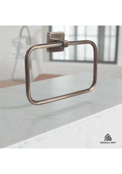 Isaoğlu Yapı Antik Gold Banyo Havluluk Kare Modern Tasarım Pirinç Malzeme Eskitme Gold Havluluk fiyatları