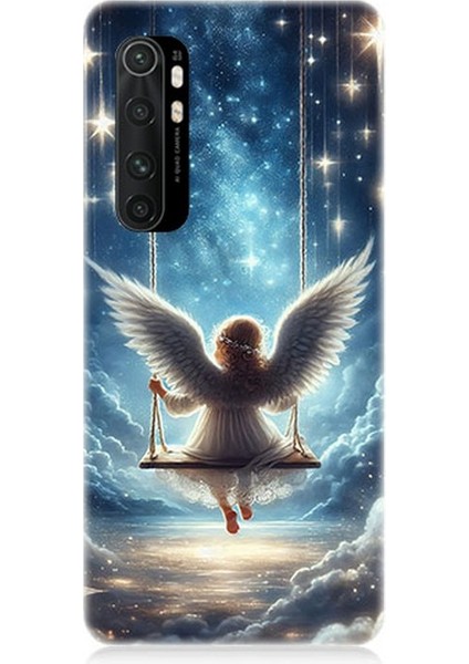 Xiaomi Mi Note 10 Lite Uyumlu Yıldızlarla Salıncakta Melek Desenli Silikon Kılıf
