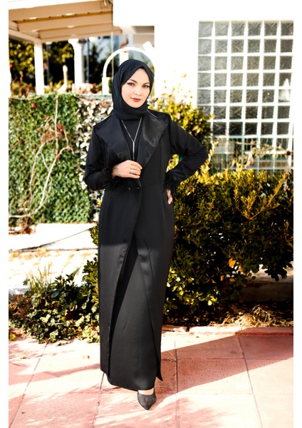 Siyah Ipek Krep Abaya (Sadece Abaya)