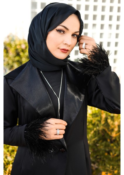 Siyah Ipek Krep Abaya (Sadece Abaya) fırsatları