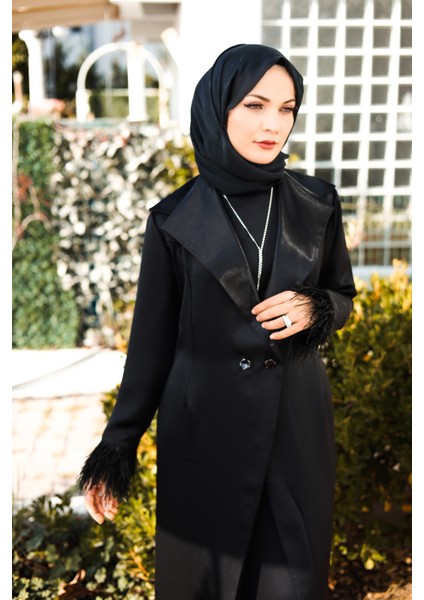 Siyah Ipek Krep Abaya (Sadece Abaya)