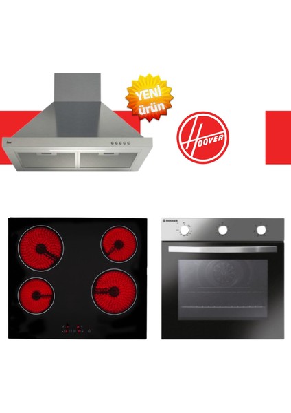 Valentio Ankastre Set HON602X-TN + Eminçelik VC640 Vitroseramik Set Üstü Elektrikli + HCH6MXTK