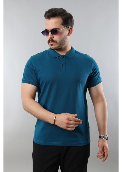 Erkek Slim Fit Dar Kesim Pamuklu Yumuşak Doku Nefes Alan Kumaş Erkek Polo Yaka T Shirt