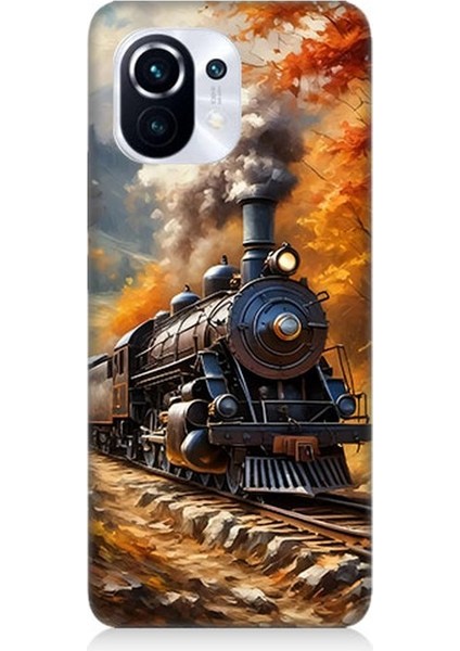 Xiaomi Mi 11 Pro Uyumlu Sonbaharda Buharlı Tren Desenli Silikon Kılıf