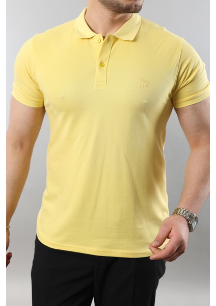Erkek Slim Fit Dar Kesim Pamuklu Yumuşak Doku Nefes Alan Kumaş Erkek Polo Yaka T Shirt