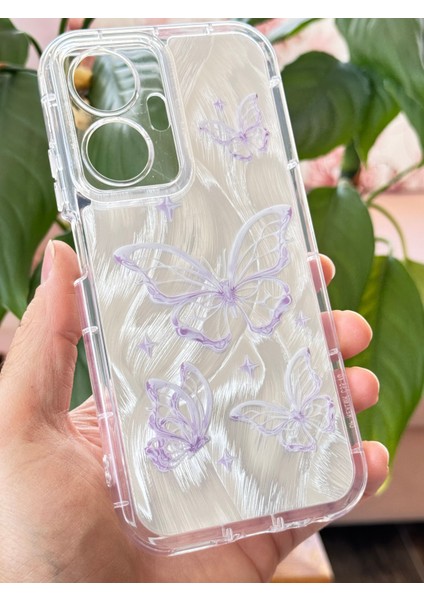 Realme C55 Kılıf Parlak Hologramlı Kelebek Desenli Darbe Emici Kamera Korumalı Renkli Silikon indirimleri
